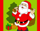 Dibujo Santa Claus y un árbol de navidad pintado por vanesa123