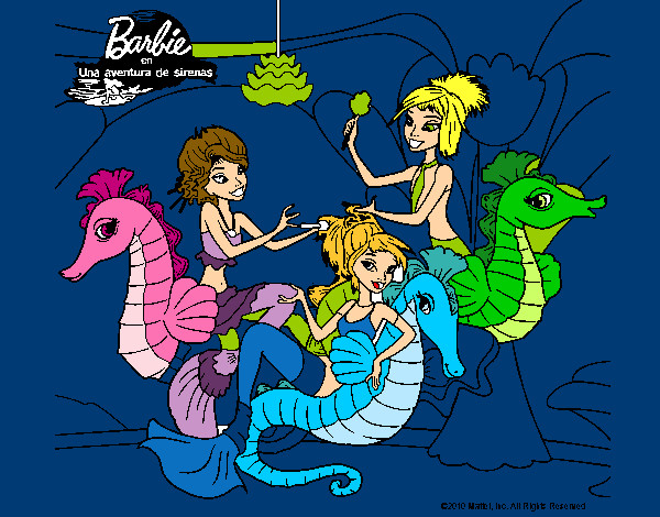 Dibujo Sirenas y caballitos de mar pintado por yairica9