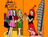 Dibujo Barbie de compras con sus amigas pintado por amalia