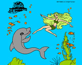 Dibujo Barbie jugando con un delfín pintado por amalia