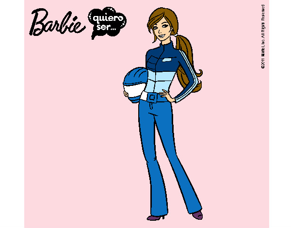 Dibujo Barbie piloto de motos pintado por KARQI
