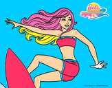 Dibujo Barbie surfeando pintado por sauli