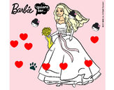 Dibujo Barbie vestida de novia pintado por saminova