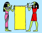 Dibujo Cleopatra y Thot pintado por sirula