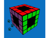 Dibujo Cubo de Rubik pintado por roller