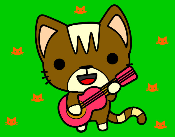 Dibujo Gato guitarrista pintado por Marcelyb