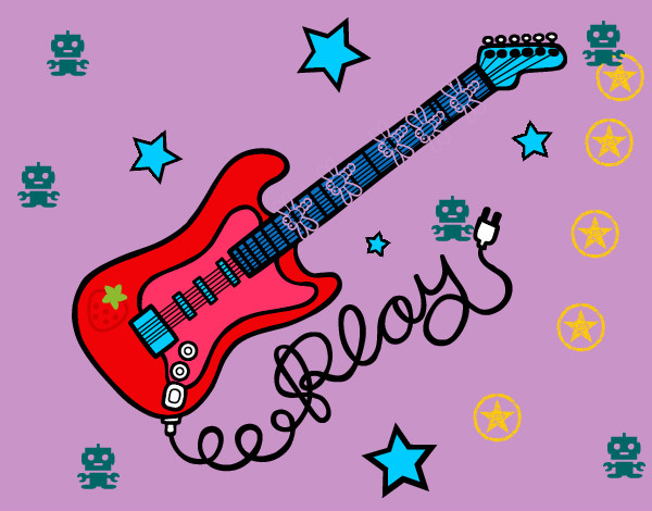 Dibujo Guitarra y estrellas pintado por izayess