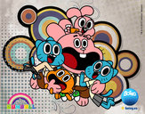 Dibujo Gumball y amigos contentos pintado por horadeaven