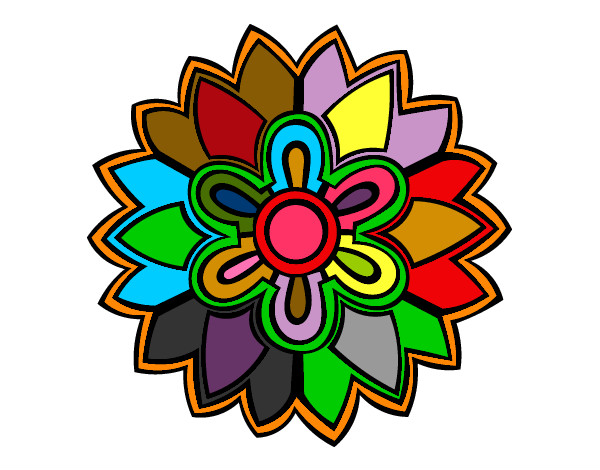 Dibujo Mándala con forma de flor weiss pintado por sirula