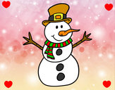 Dibujo Muñeco de nieve con sombrero pintado por jhorkelly