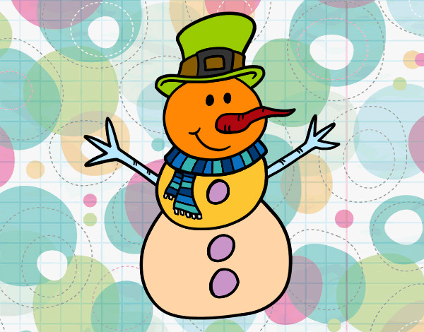 Dibujo Muñeco de nieve con sombrero pintado por Summer-21