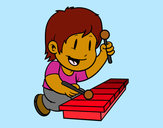Dibujo Niño con xilófono pintado por yireth