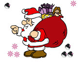 Dibujo Papa Noel con el saco de regalos 1 pintado por princool