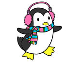 Dibujo Pingüino con bufanda pintado por sinia