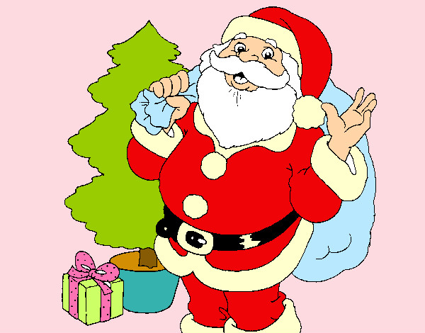 Dibujo Santa Claus y un árbol de navidad pintado por isma_208
