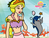 Dibujo Sirena con delfín pintado por zayda95