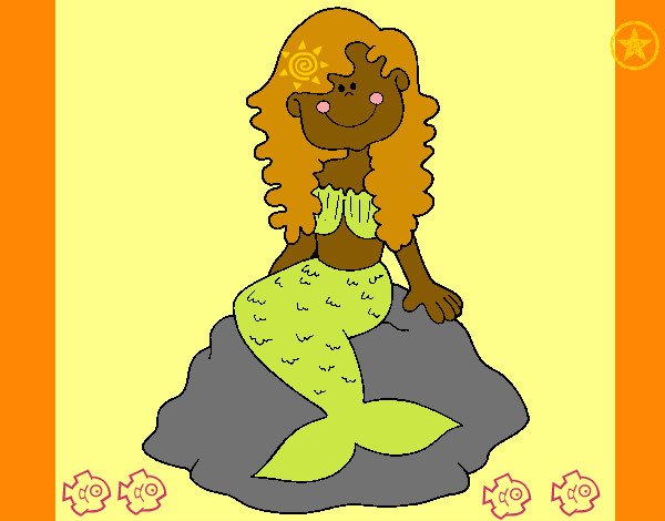 Dibujo Sirena sentada en una roca pintado por yireth
