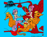 Dibujo Sirenas y caballitos de mar pintado por amalia