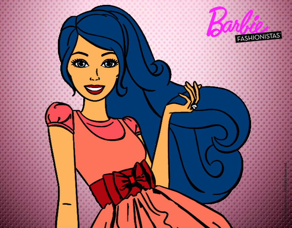 Dibujo Barbie con su vestido con lazo pintado por yireth