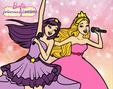 Dibujo Barbie y la princesa cantando pintado por estefani23