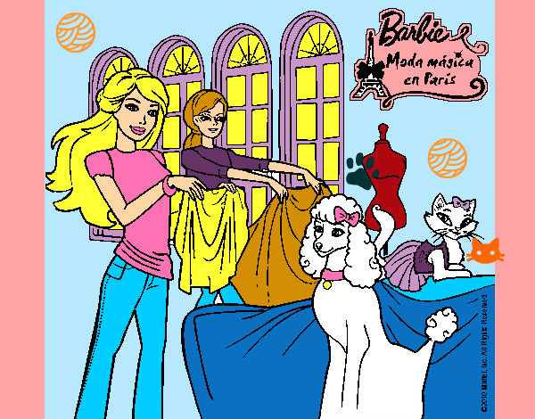 Dibujo Barbie y su amiga mirando ropa pintado por Anhel