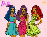 Dibujo Barbie y sus amigas vestidas de fiesta pintado por yireth