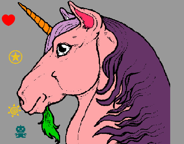 Dibujo Cabeza de unicornio pintado por teresita77