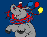 Dibujo Elefante con 3 globos pintado por amalia