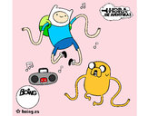 Dibujo Finn y Jake escuchando música pintado por ferxd