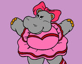 Dibujo Hipopótama con lazo pintado por kittylove
