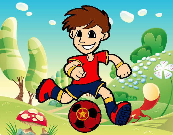 Dibujo Jugador de fútbol con balón pintado por DJgoku