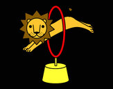 Dibujo León saltando pintado por iriz