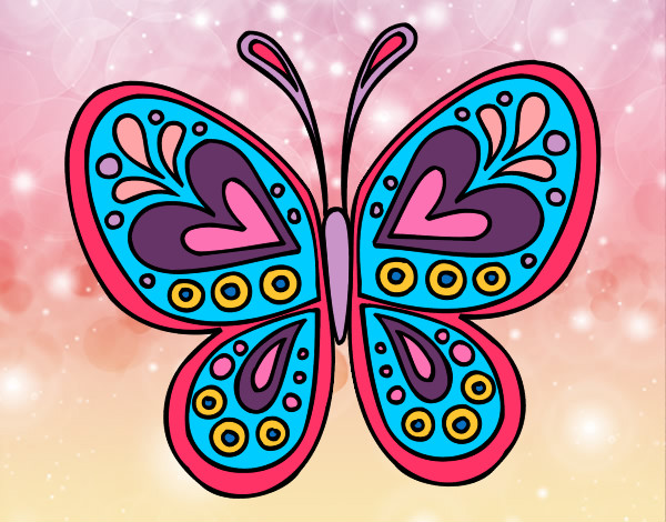 Dibujo Mandala mariposa pintado por yaire