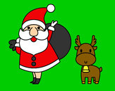 Dibujo Papá Noel y un reno pintado por abiparissi