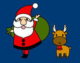 Dibujo Papá Noel y un reno pintado por amalia