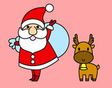 Dibujo Papá Noel y un reno pintado por anto22