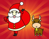 Dibujo Papá Noel y un reno pintado por cacota