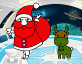 Dibujo Papá Noel y un reno pintado por morelles14