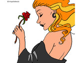 Dibujo Princesa con una rosa pintado por michel452