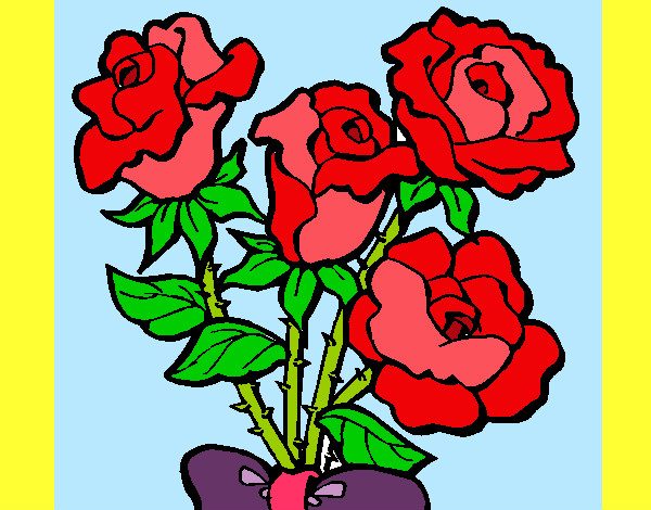 Dibujo Ramo de rosas pintado por solesit
