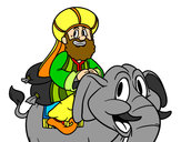 Dibujo Rey Baltasar en elefante pintado por sara3215