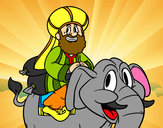 Dibujo Rey Baltasar en elefante pintado por sara3215