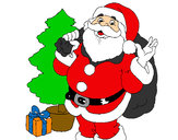 Dibujo Santa Claus y un árbol de navidad pintado por abiparissi