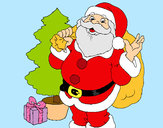 Dibujo Santa Claus y un árbol de navidad pintado por alicia33