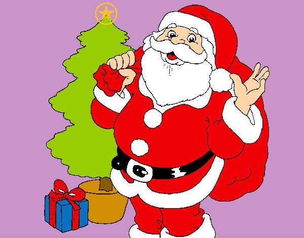 Dibujo Santa Claus y un árbol de navidad pintado por camila603