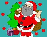 Dibujo Santa Claus y un árbol de navidad pintado por elv78