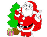 Dibujo Santa Claus y un árbol de navidad pintado por Naumy