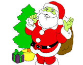 Dibujo Santa Claus y un árbol de navidad pintado por sirula