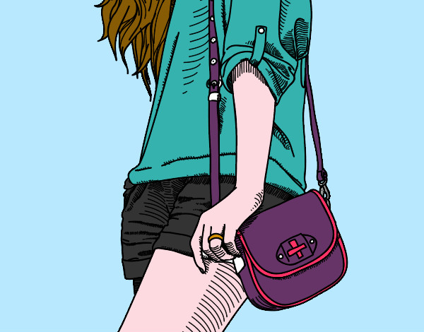 Dibujo Chica con bolso pintado por azcuri