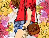 Dibujo Chica con bolso pintado por olichi